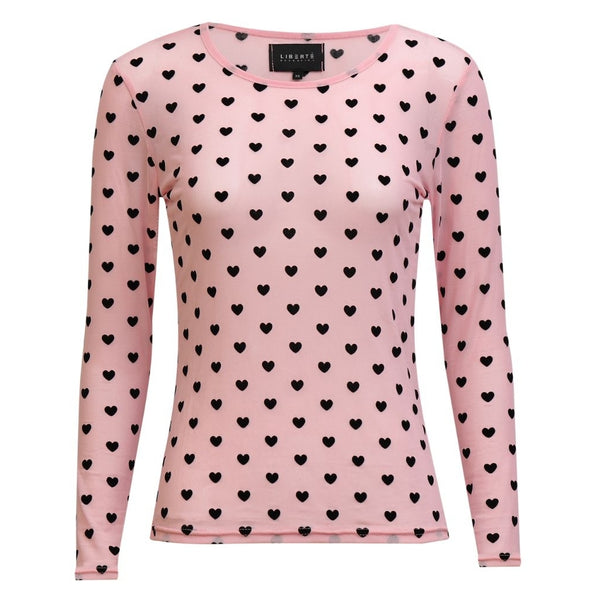 Liberté LIBERTÉ dam blus MESH Blouse ROSE BLACK FLOCK HEART