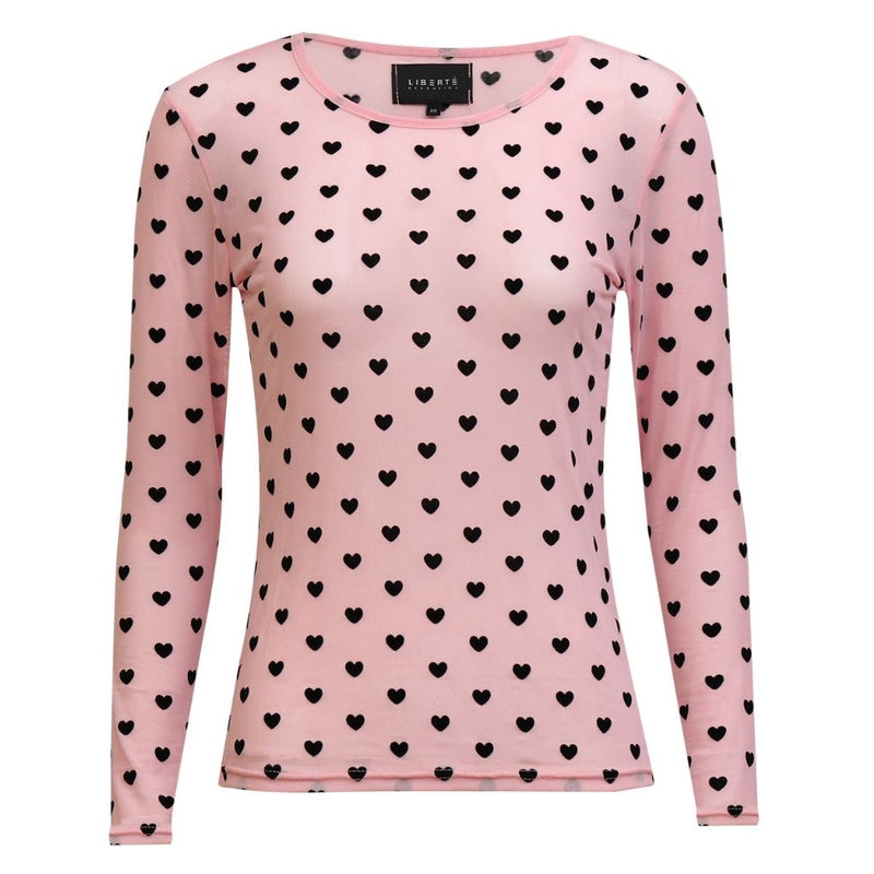 Liberté LIBERTÉ dam blus MESH Blouse ROSE BLACK FLOCK HEART