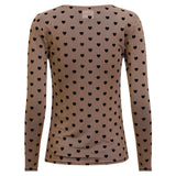 Liberté LIBERTÉ dam blus MESH Blouse SAND BLACK FLOCK HEART