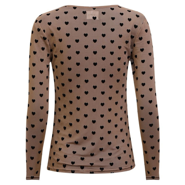 Liberté LIBERTÉ dam blus MESH Blouse SAND BLACK FLOCK HEART