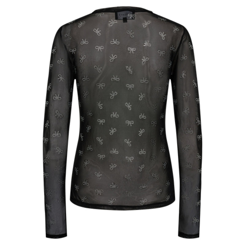 Liberté LIBERTÉ dam blus MESH Blouse BLACK BOW DIAMOND DOT