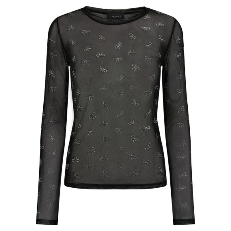 Liberté LIBERTÉ dam blus MESH Blouse BLACK BOW DIAMOND DOT