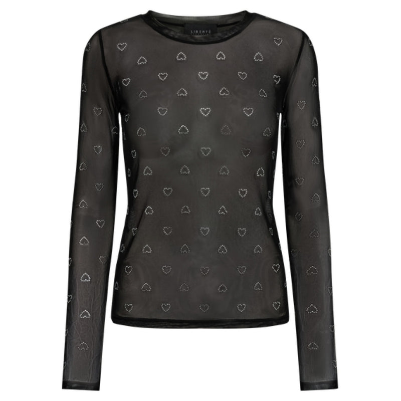 Liberté LIBERTÉ dam blus MESH Blouse BLACK HEART DIAMOND DOT