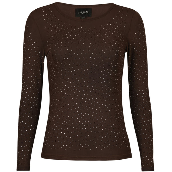 Liberté LIBERTÉ dam blus MESH Blouse DARK BROWN DIAMOND DOT