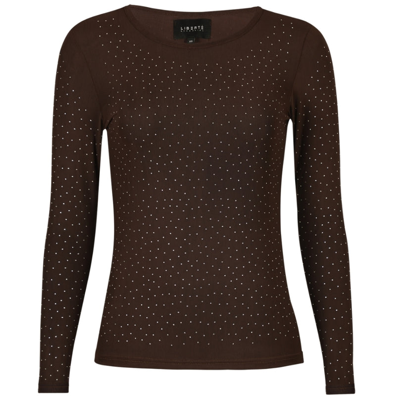Liberté LIBERTÉ dam blus MESH Blouse DARK BROWN DIAMOND DOT