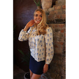 Liberté LIBERTE dam bluse FLORA Blouse CREME BLUE BOW HEARTS