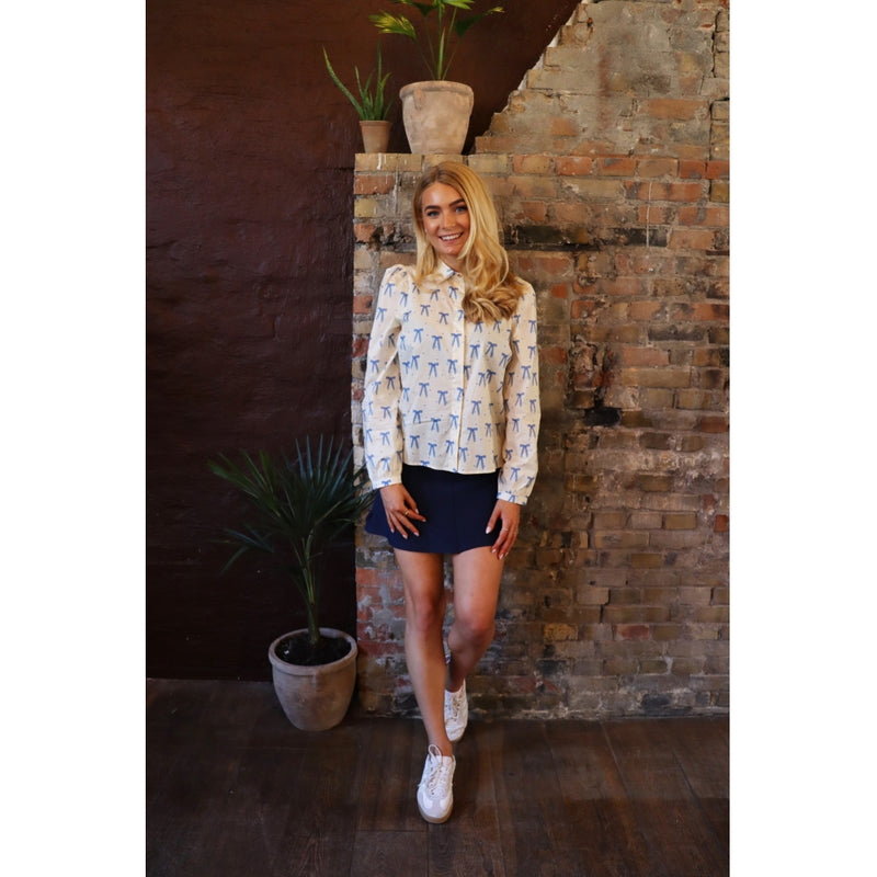 Liberté LIBERTE dam bluse FLORA Blouse CREME BLUE BOW HEARTS