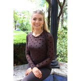 Liberté LIBERTÈ dam nät LS Blouse DARK BROWN BIG DOT