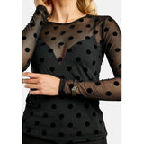 Liberté LIBERTÈ dam nät LS Blouse black big dot