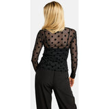 Liberté LIBERTÈ dam nät LS Blouse black big dot