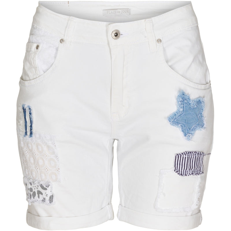Place du Jour LOLA dam shorts med lappar Shorts White