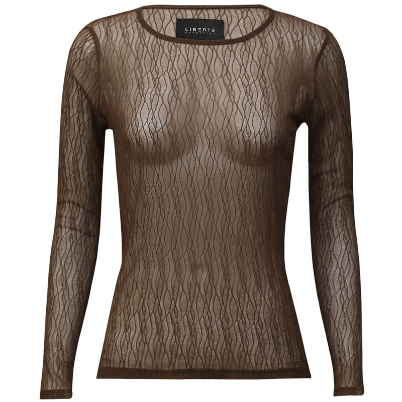 Liberté Liberté dam blus 21345 Blouse DARK BROWN LINES