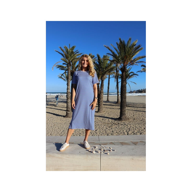 Liberté Liberte dam klänning Alma 9562. Dress STRIPE IVORY COBOLT