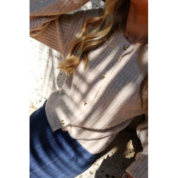 Liberté Liberte dam kofta FRO O-NECK Cardigan Ivory