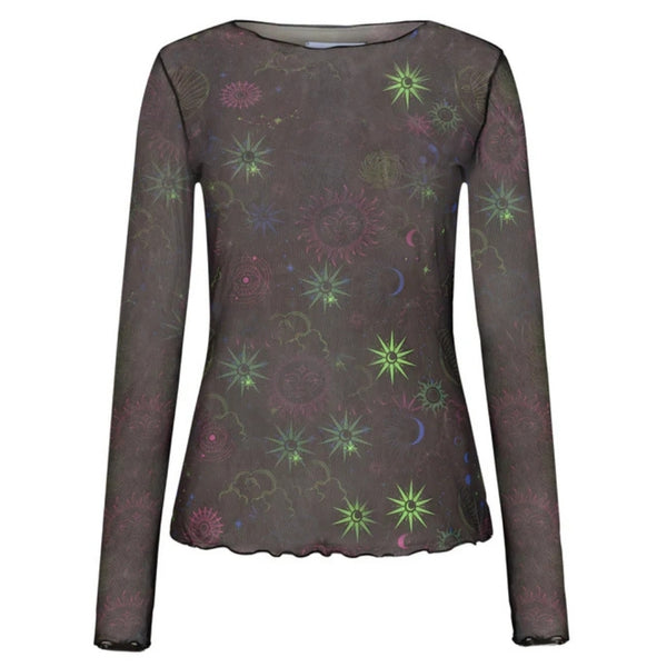 Liberté Liberte dam långärmad mesh top 4086 Top night sky multicolor