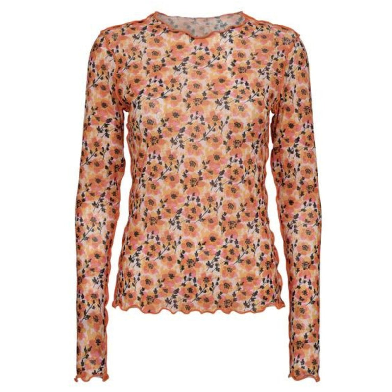 Liberté Liberté dam mesh top 24086 Top ORANGE PINK BLACK FLOWER