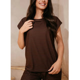 Liberté Liberté dam t-shirt 9581 ALMA T-shirt ESPRESSO STRIPE