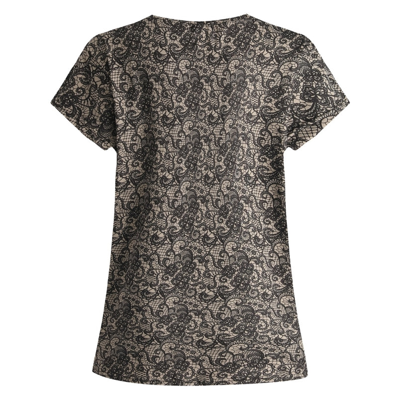 Liberté Liberté dam t-shirt 9581 ALMA T-shirt Mocca Brown Lace