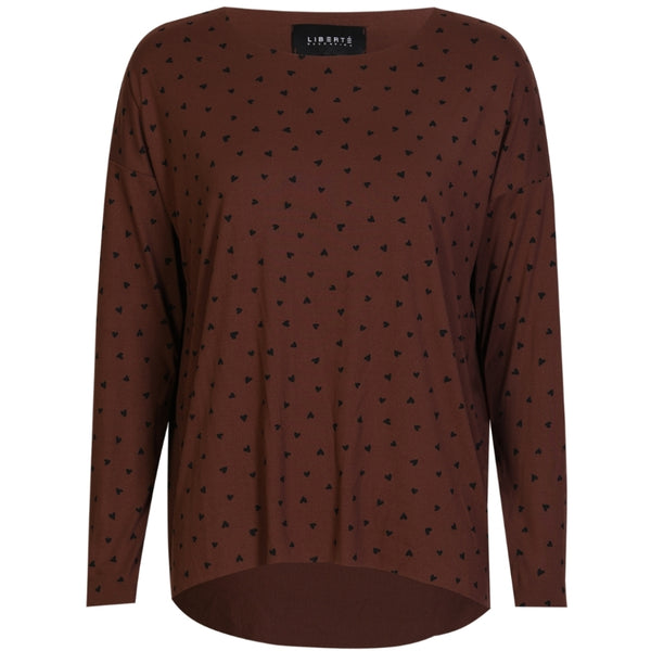 Liberté Liberté dam top ALMA - 9504 T-shirt long sleeves BROWN BLACK HEART