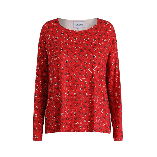 Liberté Liberté dam top ALMA - 9504 T-shirt long sleeves CANDYCANE RED