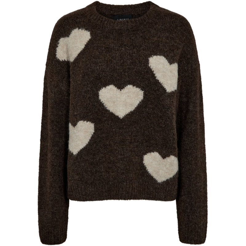 Liberté Liberte dame pullover strik FRO Knit CHOCOLATE IVORY HEART