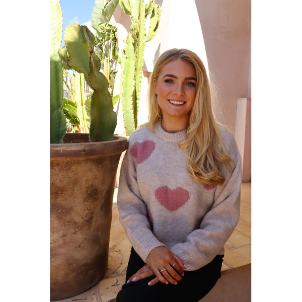 Liberté Liberte dame pullover strik FRO Knit IVORY ROSE HEART