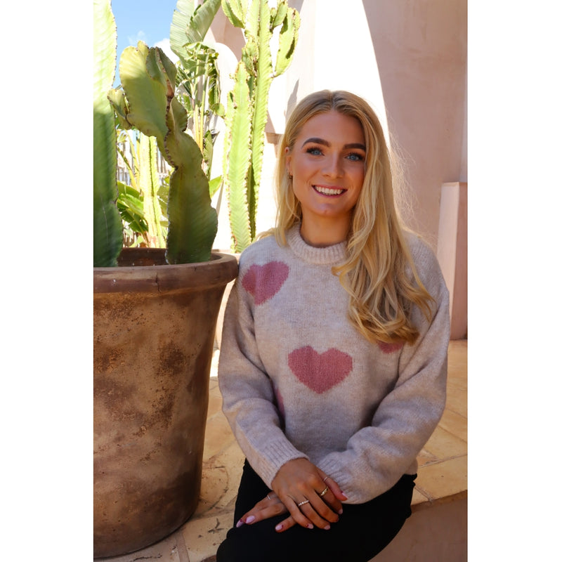 Liberté Liberte dame pullover strik FRO Knit IVORY ROSE HEART