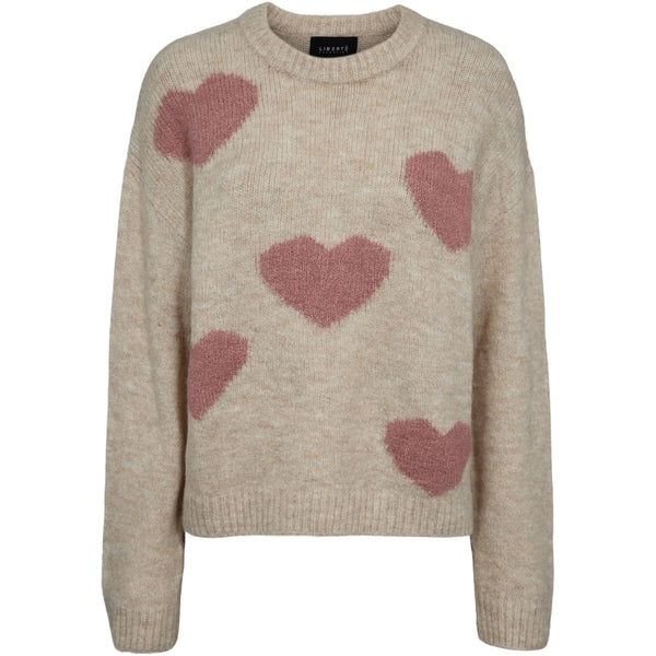 Liberté Liberte dame pullover strik FRO Knit IVORY ROSE HEART