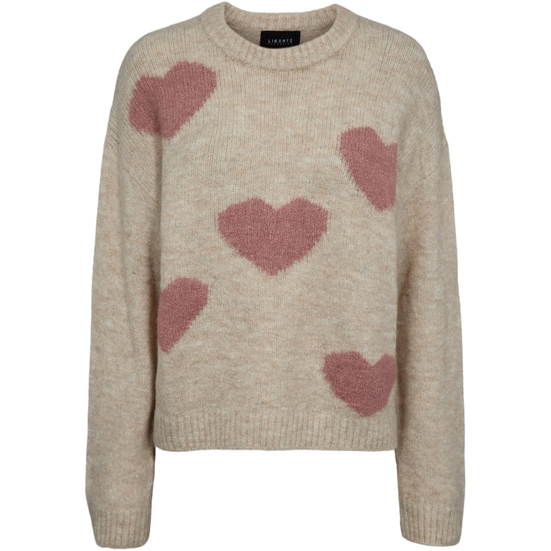 Liberté Liberte dame pullover strik FRO Knit IVORY ROSE HEART