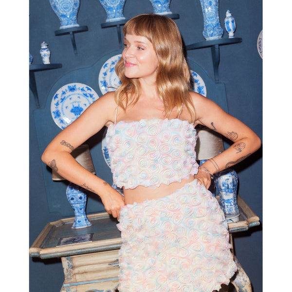 Vero Moda MARIE JEDIG x SOMETHINGNEW - SNMILLY SL SHORT TOP Top Spun Sugar MULTI AOP