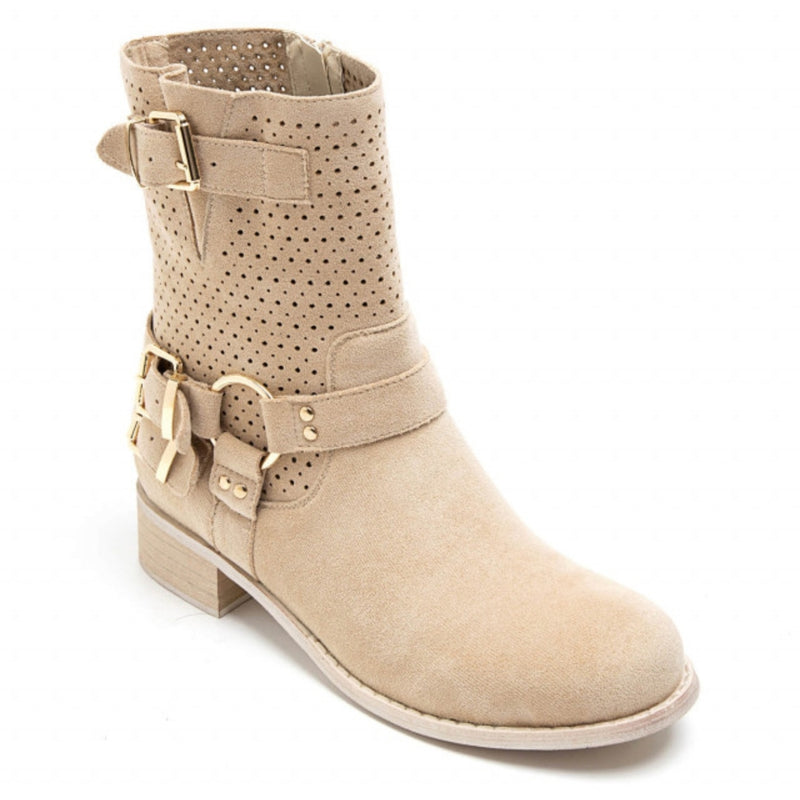 SHOES Malou dam bikerboots 9636A Shoes Beige