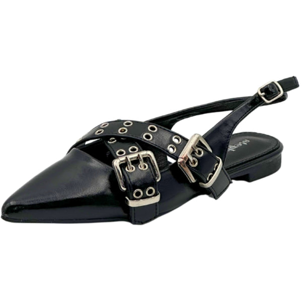 SHOES Marlene dam sling tillbaka ballerinaskor P-1426 Shoes Black