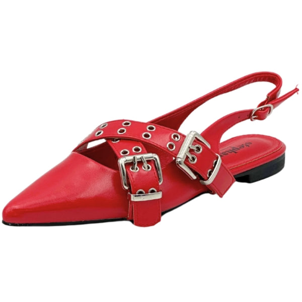 SHOES Marlene dam sling tillbaka ballerinaskor P-1426 Shoes Red