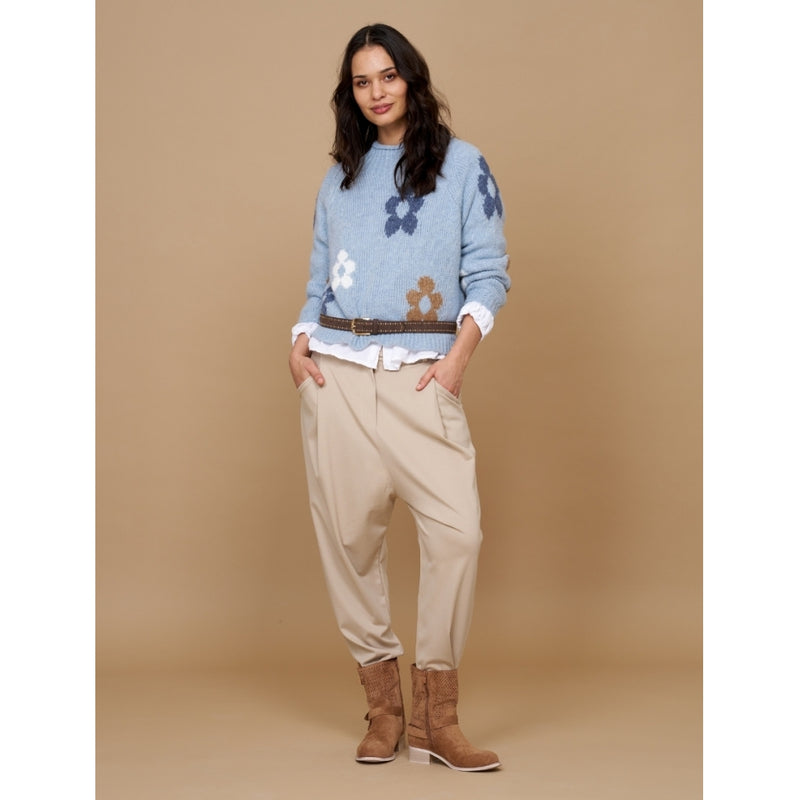 MARTA DU CHATEAU Marta Du Chateau dam stickad MdcSamantha Knit Celeste/Jeans/Bianco/Camello