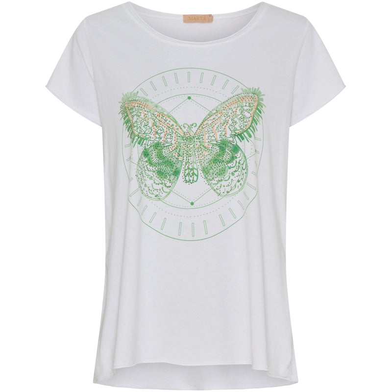 MARTA DU CHATEAU Marta Du Chateau dam t-shirt MdcMarie T-shirt GreenButterfly