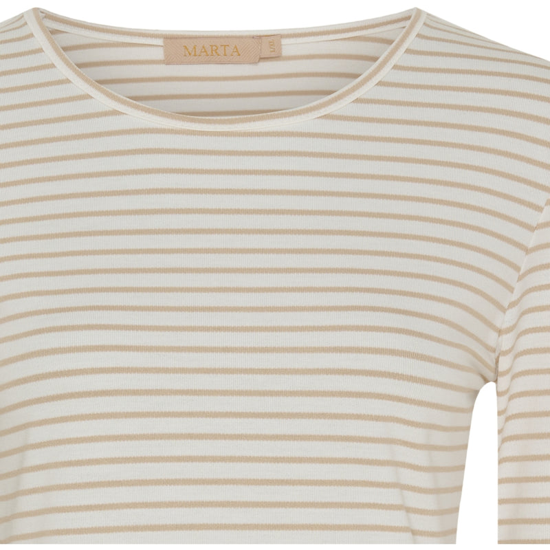 MARTA DU CHATEAU Marta Du Chateau dam t-shirt MdcNancy LS Tee Beige/white