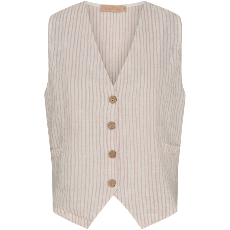 MARTA DU CHATEAU Marta Du Chateau dam väst MdcEdel Vest Stripe Old Rose