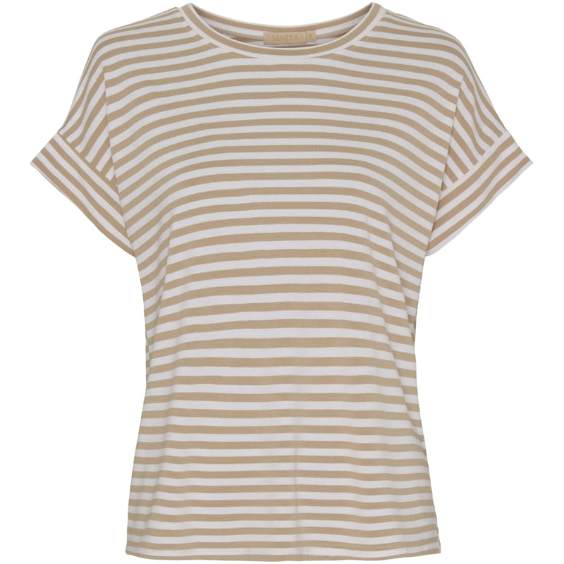 MARTA DU CHATEAU Marta du chateau dam t-shirt 85356 T-shirt White/Beige Stripe