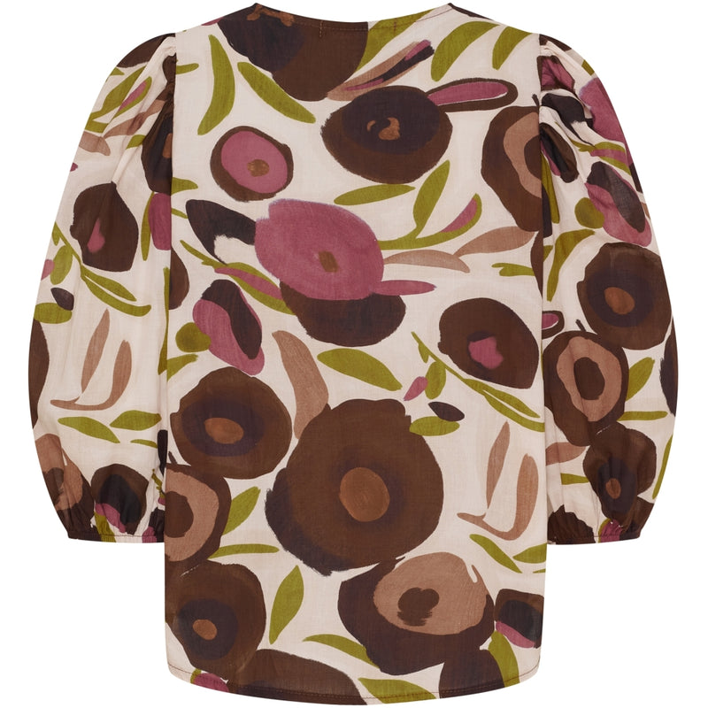 MARTA DU CHATEAU Marta du Chateau dam blus MdcEvelina 58130M Shirt Brown Print
