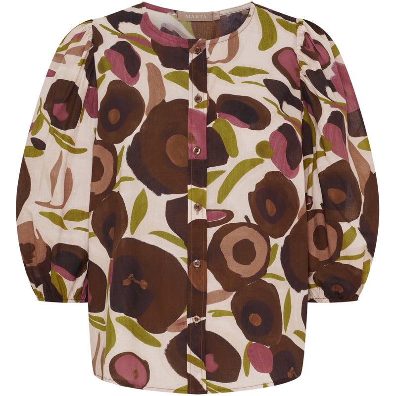 MARTA DU CHATEAU Marta du Chateau dam blus MdcEvelina 58130M Shirt Brown Print
