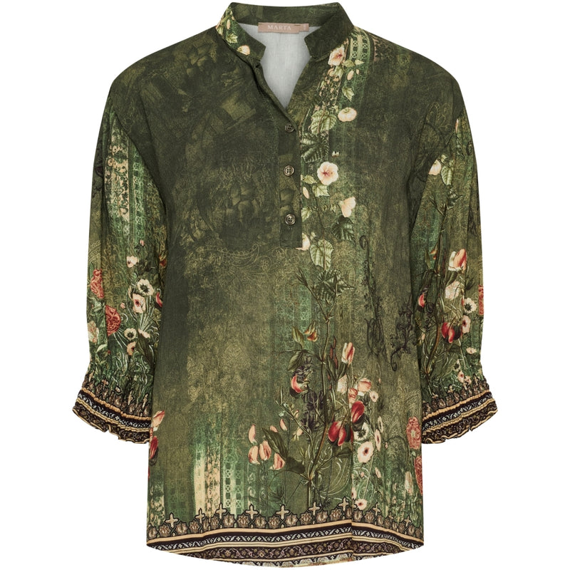 MARTA DU CHATEAU Marta du Chateau dam blus MdcMelisande 7527 Shirt Military5295tpg