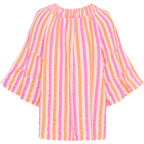 MARTA DU CHATEAU Marta du Chateau dam blus MdcPutte 7316 Shirt Orange/Fuxia Stripe