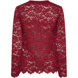 MARTA DU CHATEAU Marta du Chateau dam långärmad spets-t-shirt MdcMilley 7707 LS Tee Bordeaux