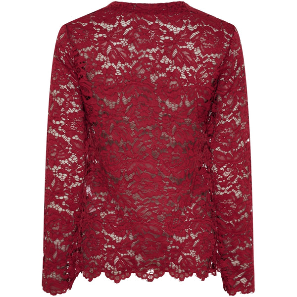 MARTA DU CHATEAU Marta du Chateau dam långärmad spets-t-shirt MdcMilley 7707 LS Tee Bordeaux