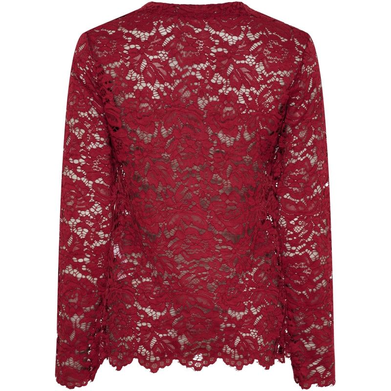 MARTA DU CHATEAU Marta du Chateau dam långärmad spets-t-shirt MdcMilley 7707 LS Tee Bordeaux