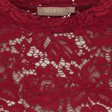 MARTA DU CHATEAU Marta du Chateau dam långärmad spets-t-shirt MdcMilley 7707 LS Tee Bordeaux
