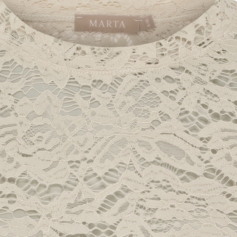 MARTA DU CHATEAU Marta du Chateau dam långärmad spets-t-shirt MdcMilley 7707 LS Tee Beige