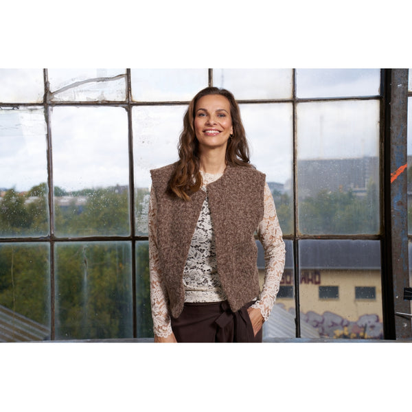 MARTA DU CHATEAU Marta du Chateau dam långärmad spets-t-shirt MdcMilley 7707 LS Tee Beige