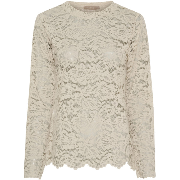 MARTA DU CHATEAU Marta du Chateau dam långärmad spets-t-shirt MdcMilley 7707 LS Tee Beige