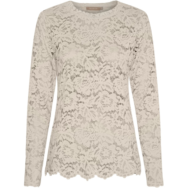 MARTA DU CHATEAU Marta du Chateau dam långärmad spets-t-shirt MdcMilley 7707 LS Tee Beige new